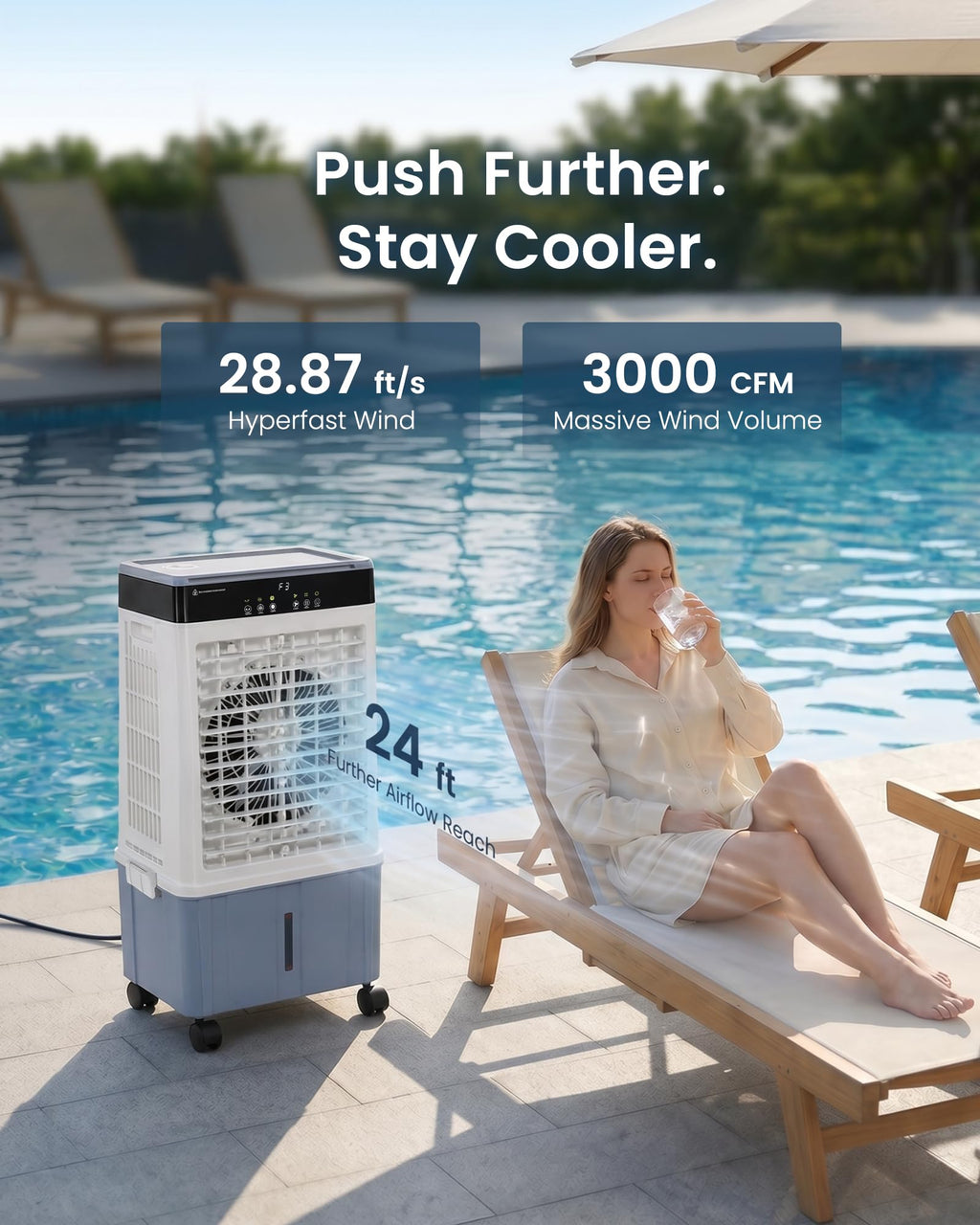 Air Choice Swamp Cooler, 46" Tower Cooling Fans that Blow Cold Air, 4.5Gal Removable Water Tank, 4 Ice Packs, 60° Oscillation, 3 Speeds, 12H Timer, Portable Evaporative Air Cooler for Bedroom Office