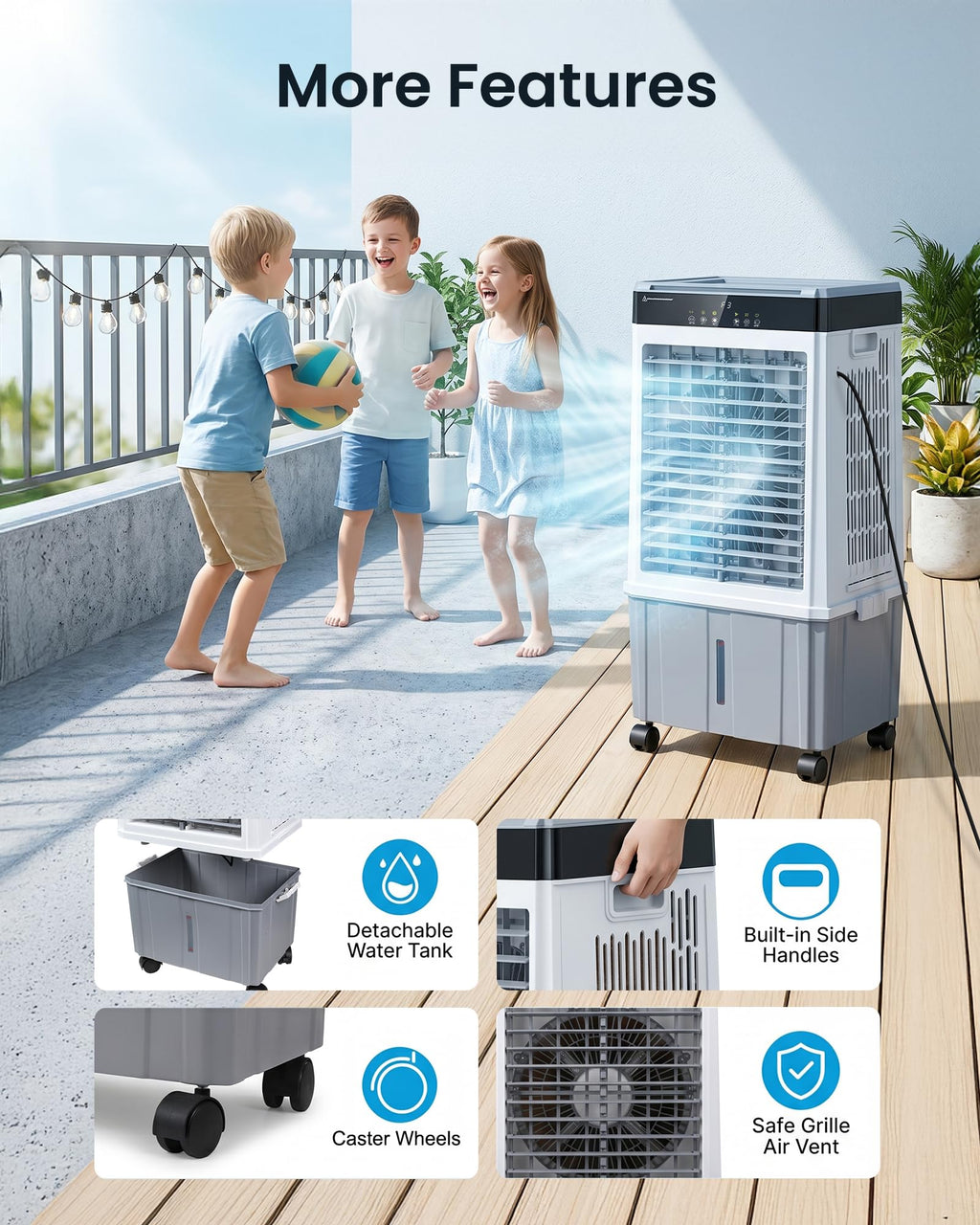 Air Choice Swamp Cooler, 46" Tower Cooling Fans that Blow Cold Air, 4.5Gal Removable Water Tank, 4 Ice Packs, 60° Oscillation, 3 Speeds, 12H Timer, Portable Evaporative Air Cooler for Bedroom Office