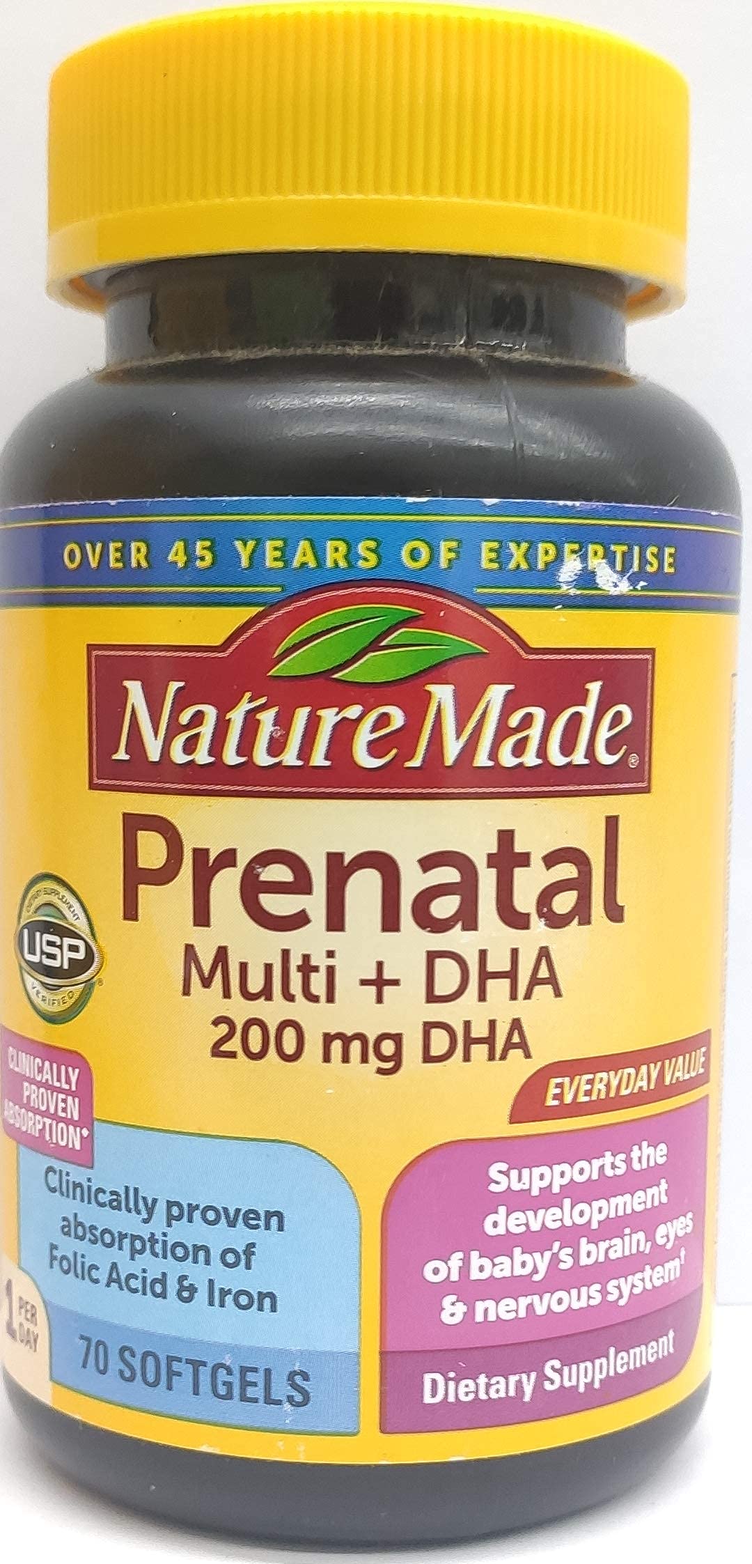 Nature Made Prenatal Vitamins for Women with Folic Acid + DHA, 110 Softgels | Prenatal Vitamin and Mineral Supplement for Daily Nutritional Support, With Folic Acid and 19 Other Nutrients, 110 Day Supply