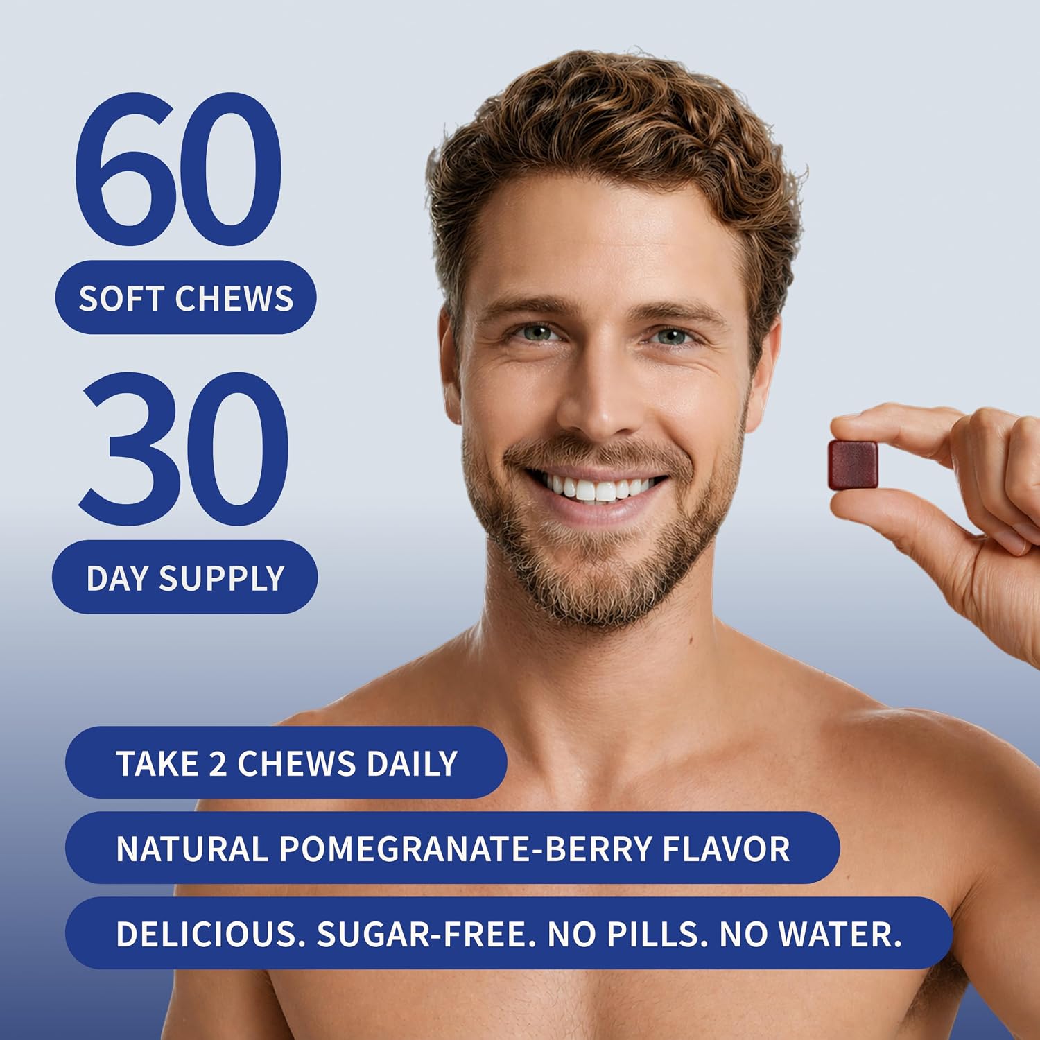 Snap Supplements Prostate Health Supplement for Men, 60 Sugar-Free Chews | Plant Sterols, Nettle Root & Reishi Mushroom - Supports Prostate and Urinary Wellness, Pomegranate-Berry Flavor, Vegan