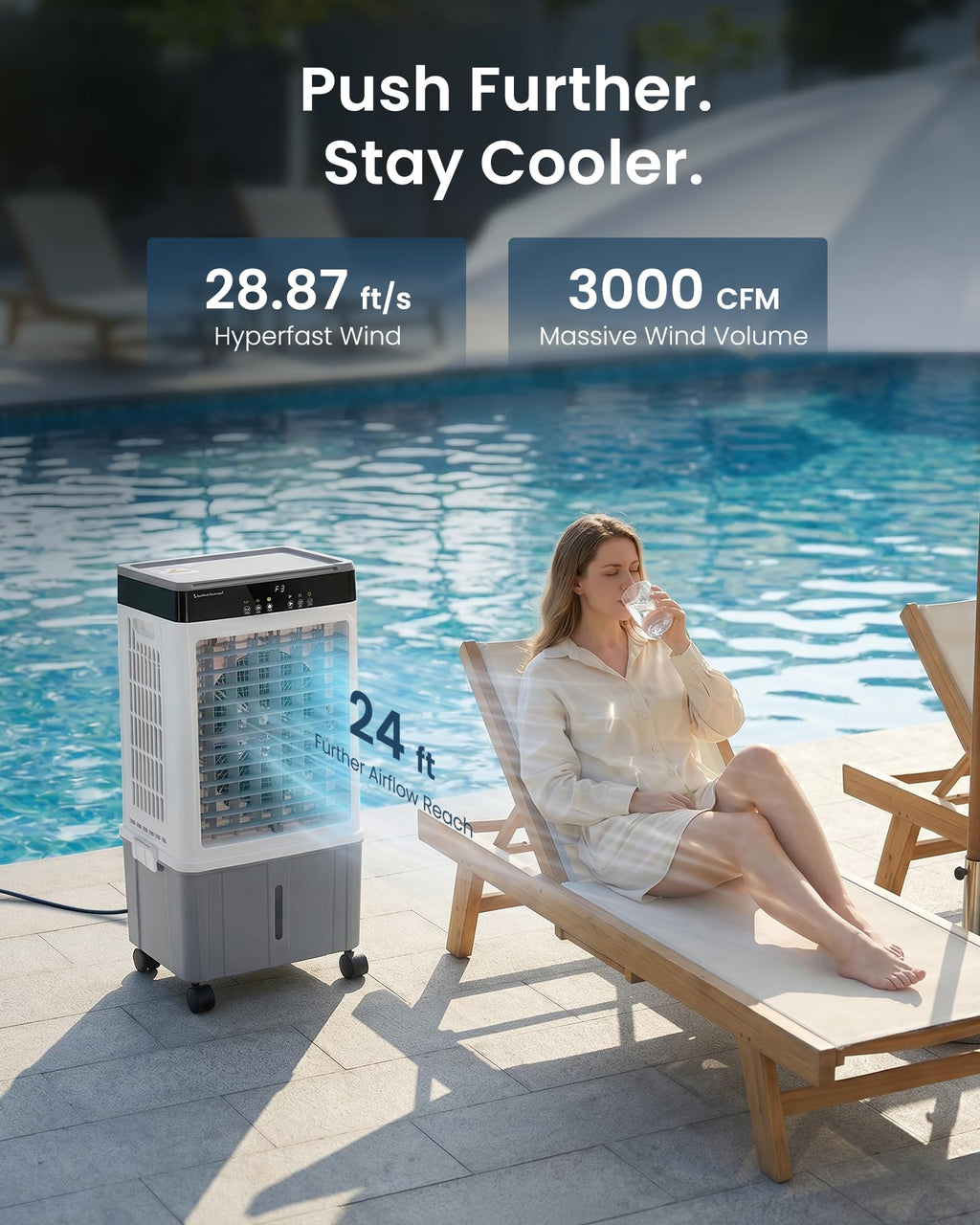 Air Choice Swamp Cooler, 46" Tower Cooling Fans that Blow Cold Air, 4.5Gal Removable Water Tank, 4 Ice Packs, 60° Oscillation, 3 Speeds, 12H Timer, Portable Evaporative Air Cooler for Bedroom Office