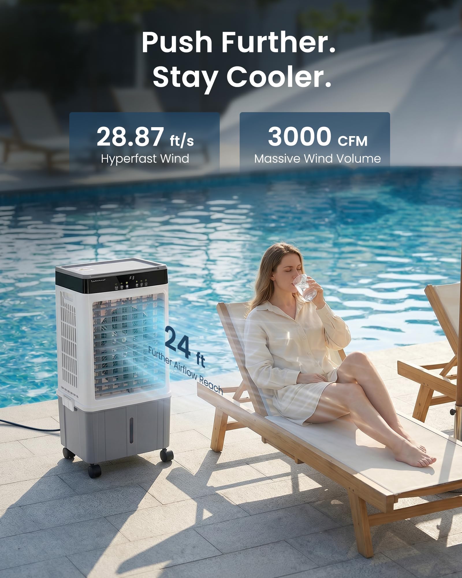 Air Choice Swamp Cooler, 46" Tower Cooling Fans that Blow Cold Air, 4.5Gal Removable Water Tank, 4 Ice Packs, 60° Oscillation, 3 Speeds, 12H Timer, Portable Evaporative Air Cooler for Bedroom Office