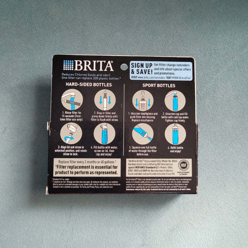 2 Replacement Filters For Brita Water Bottle | Hard Sided & Sport Model