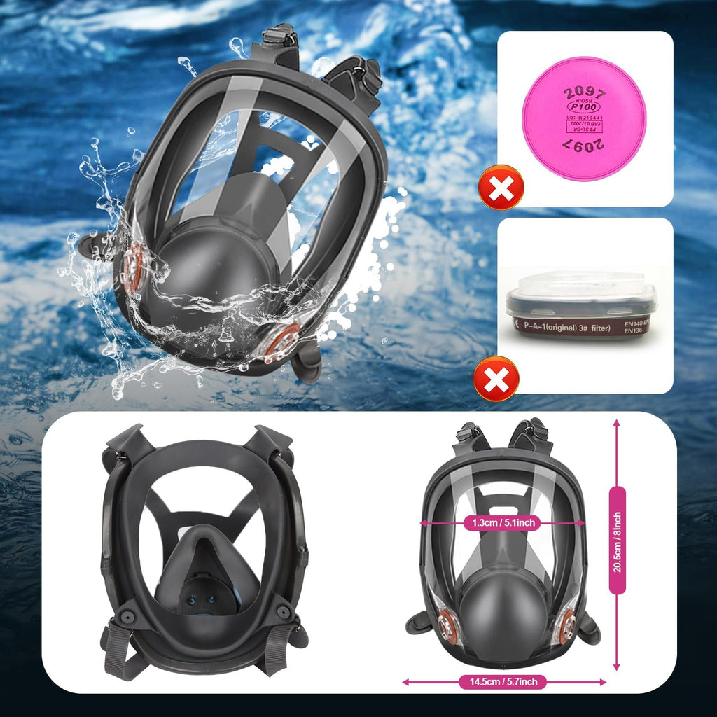 Full Face Gas Mask Painting Spraying Respirator w/Filters for 6800 Facepiece New