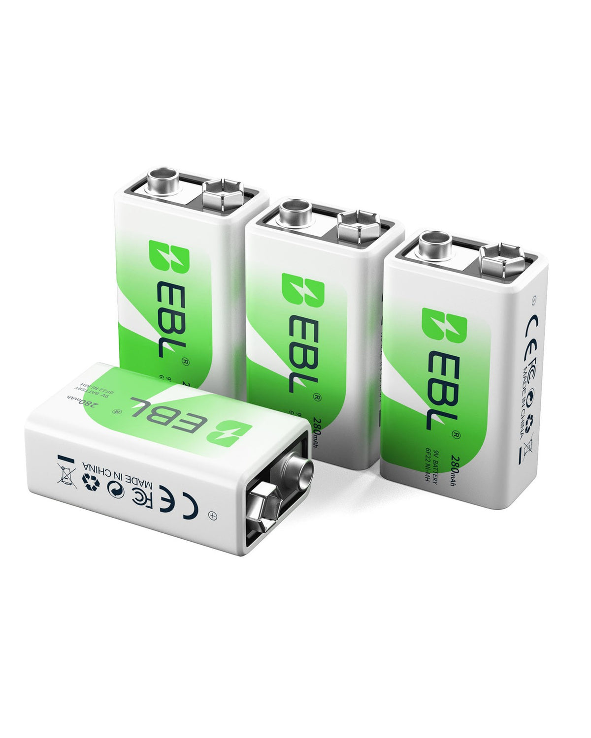 EBL 9V Li-Ion Rechargeable Batteries 9 Volt 6F22 / 2~4 Slot Battery Charger Lot