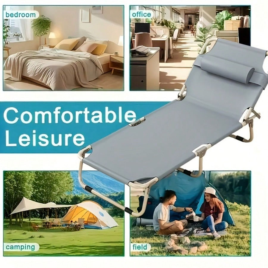 Portable Folding Camping Bed, Adjustable Single Sofa Bed with Cushions/Pillows,