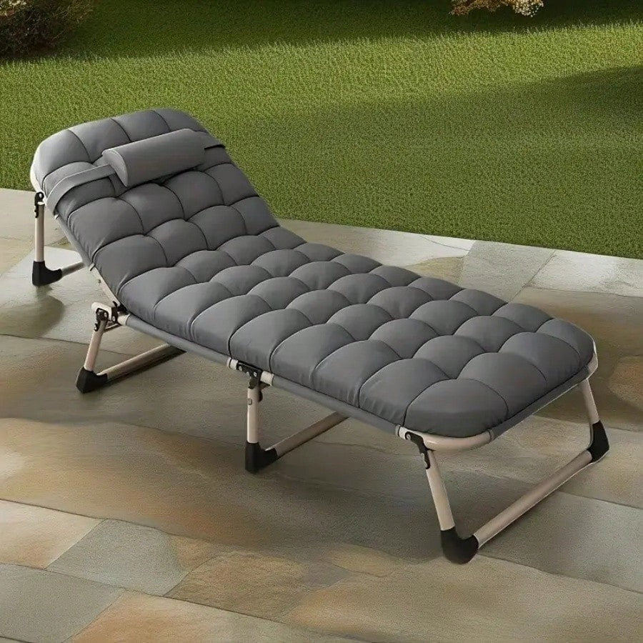 Portable Folding Camping Bed, Adjustable Single Sofa Bed with Cushions/Pillows,