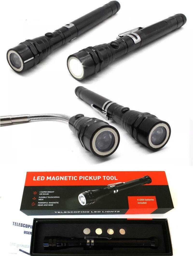 Kit de herramientas de recogida telescópica magnética con luces LED