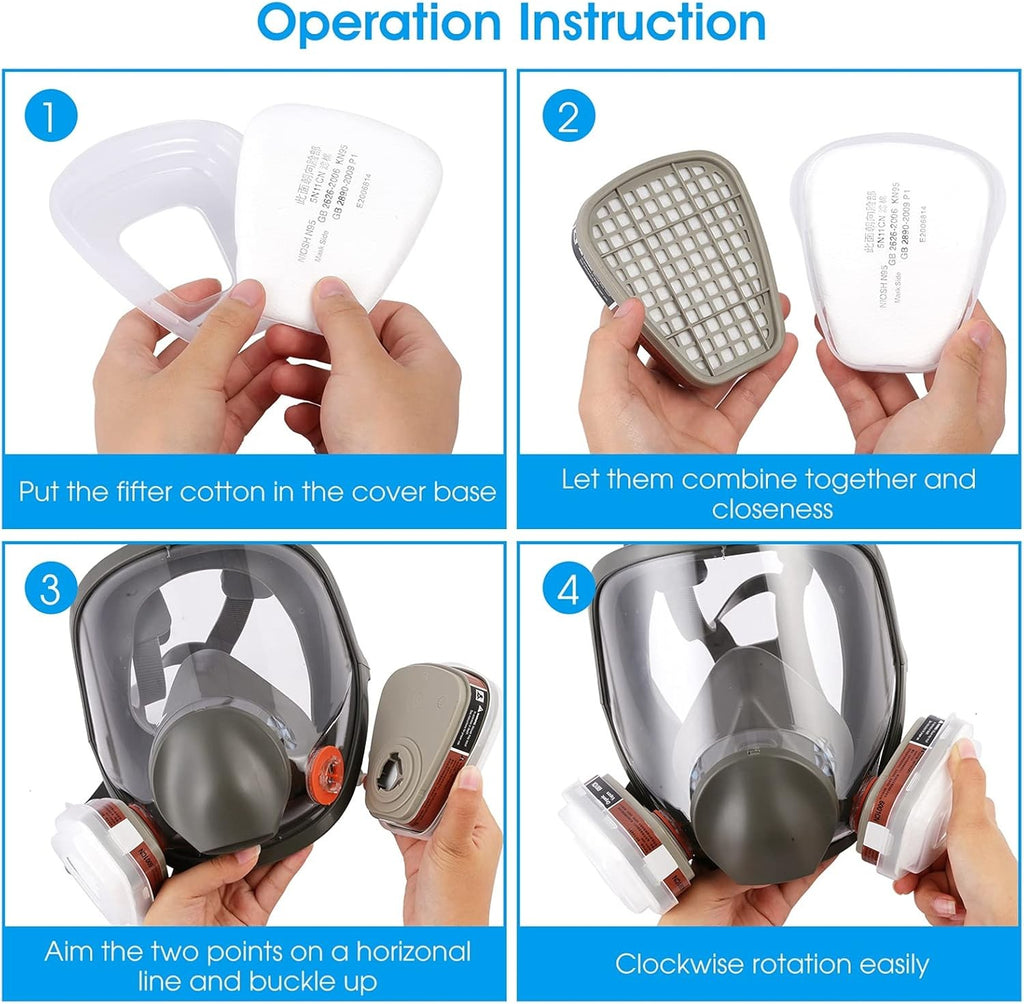 Full Face Gas Mask Painting Spraying Respirator w/Filters for 6800 Facepiece New