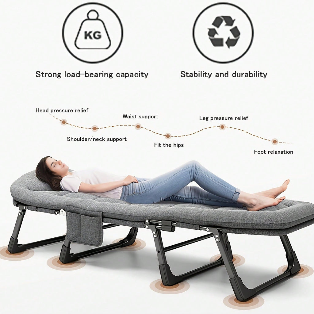 Portable Folding Camping Bed, Adjustable Single Sofa Bed with Cushions/Pillows,