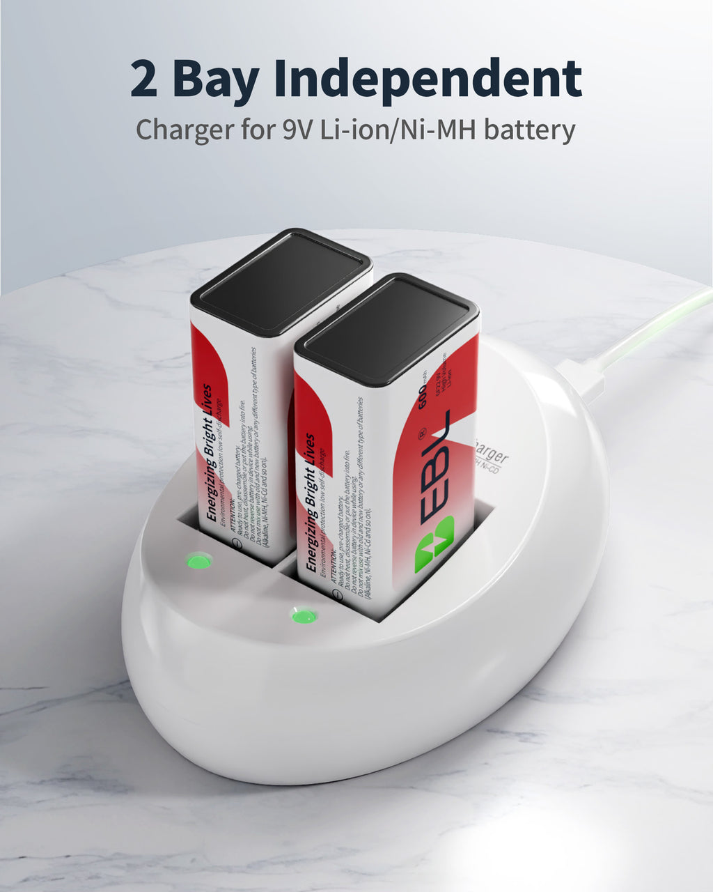 EBL 9V Li-Ion Rechargeable Batteries 9 Volt 6F22 / 2~4 Slot Battery Charger Lot