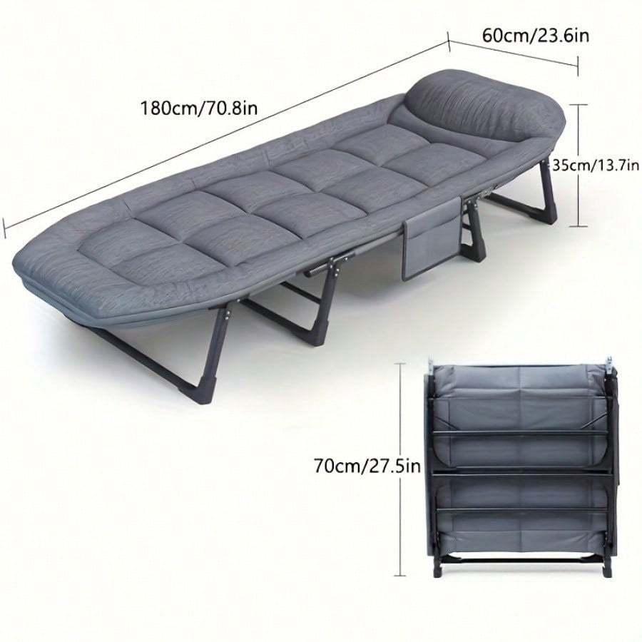 Portable Folding Camping Bed, Adjustable Single Sofa Bed with Cushions/Pillows,