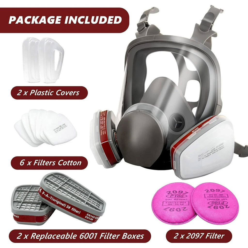 Full Face Gas Mask Painting Spraying Respirator w/Filters for 6800 Facepiece New